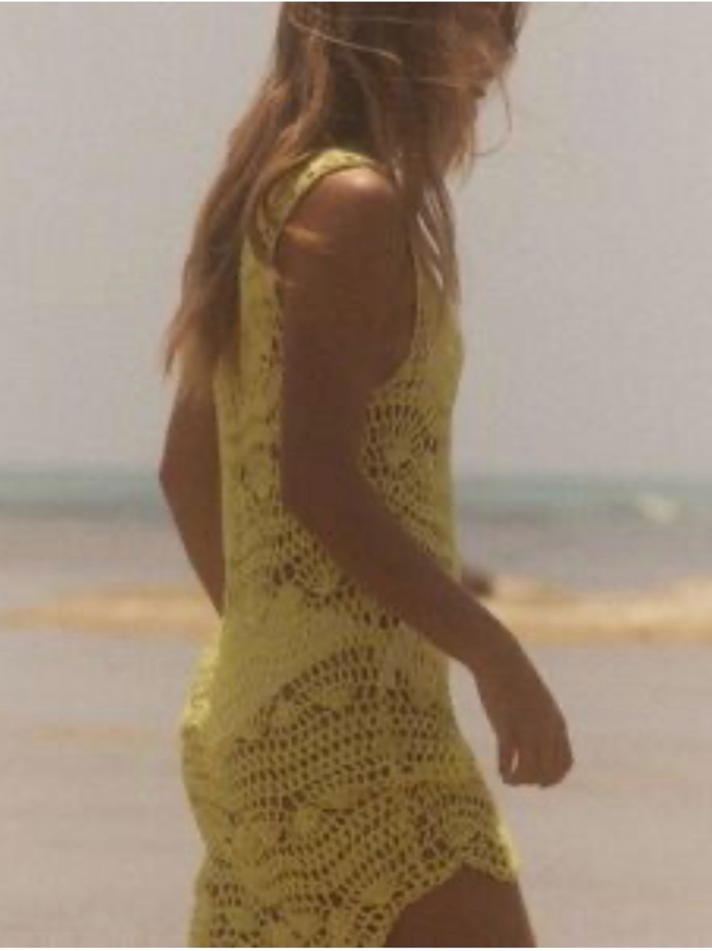 ZARA Crochet Cover-Up Dress. Yellow S NWT